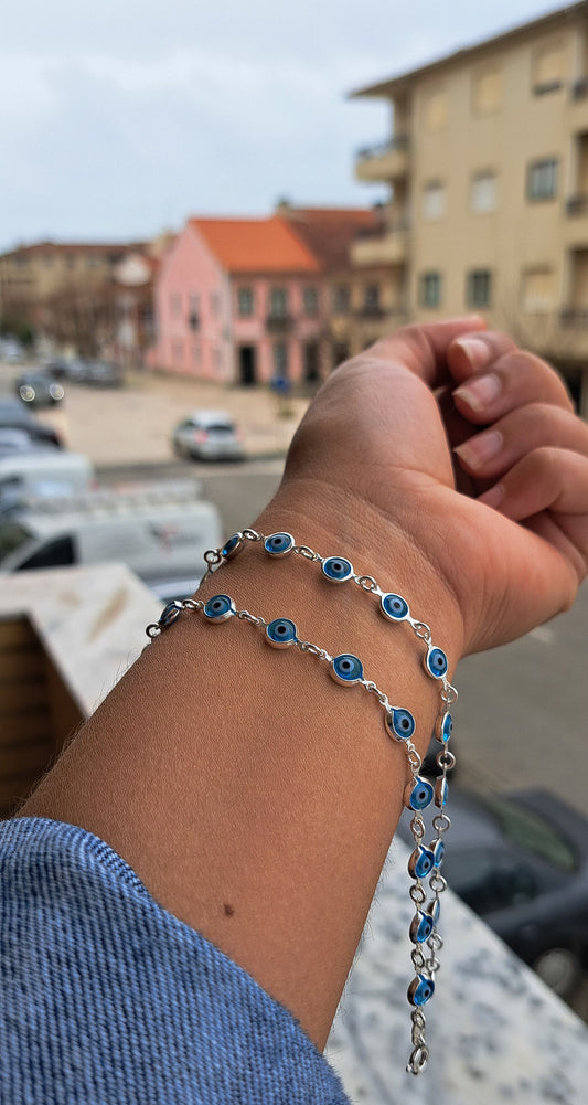 Pulseira Olho Turco Azul turquesa PRATA 925