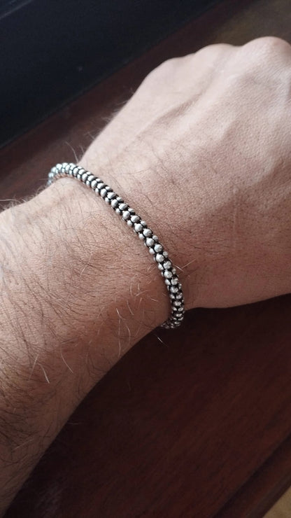 Pulseira Masculina Pipoca 5mm PRATA 925