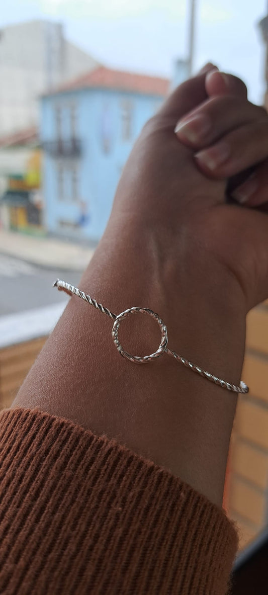 Bracelete circulo trançado PRATA 925