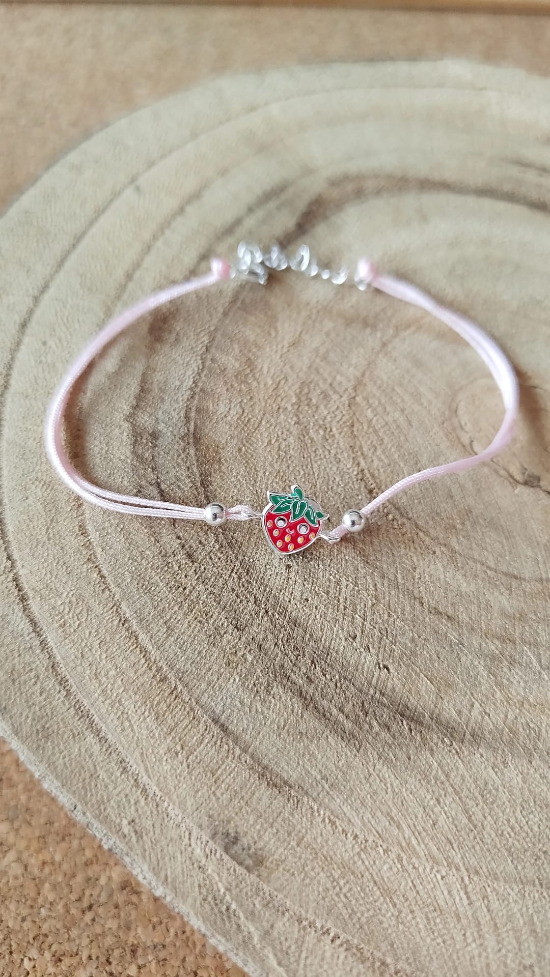 PULSEIRA INFANTIL MORANGO EM PRATA 925